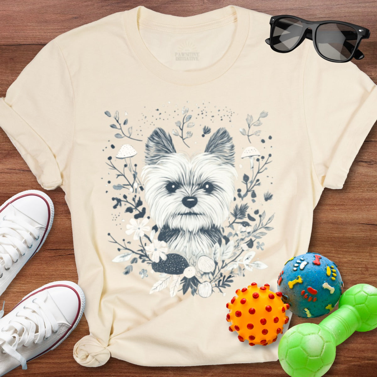 Cute Floral Dog Illustration Casual Wear Product Type