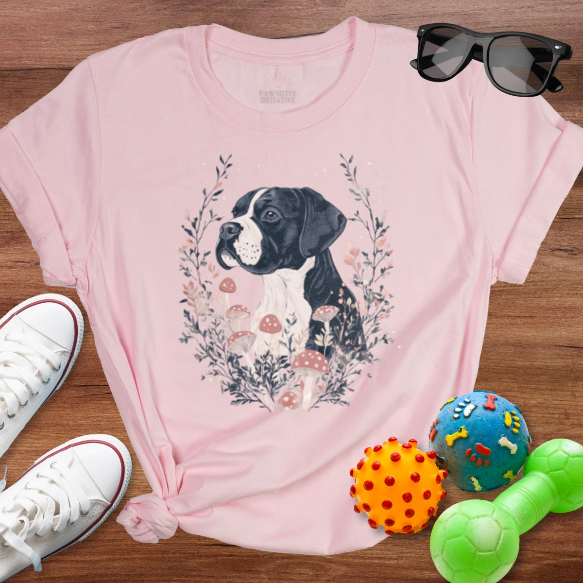 Adorable Dog with Mushrooms Graphic T-shirt product