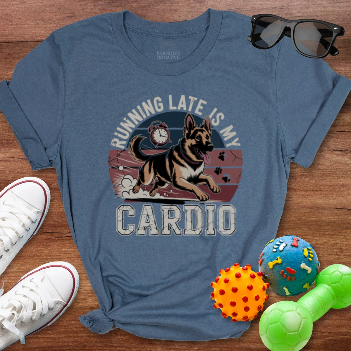 Running Late Is My Cardio Funny Dog T-Shirt Product Type