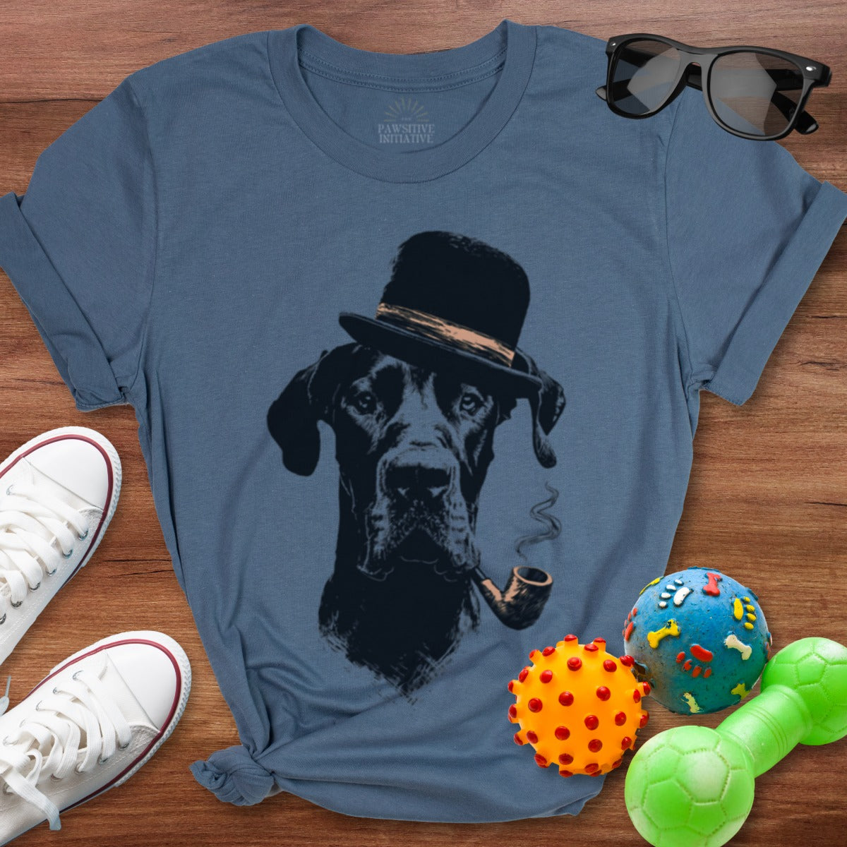 Gentleman's Dog Wearing Hat Graphic TShirt product type