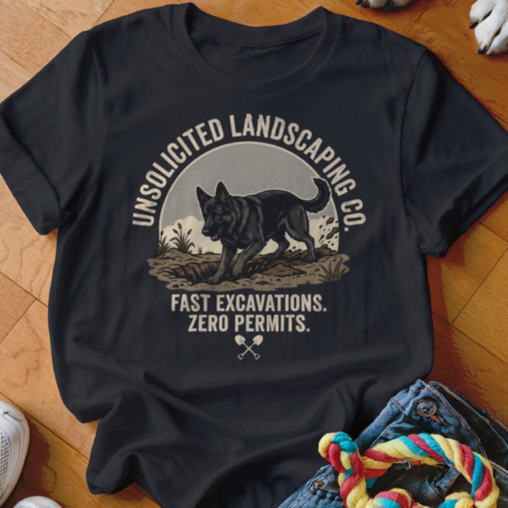 Black Shepherd Unsolicited Landscaping Co Shirt - The Pawsitive Initiative