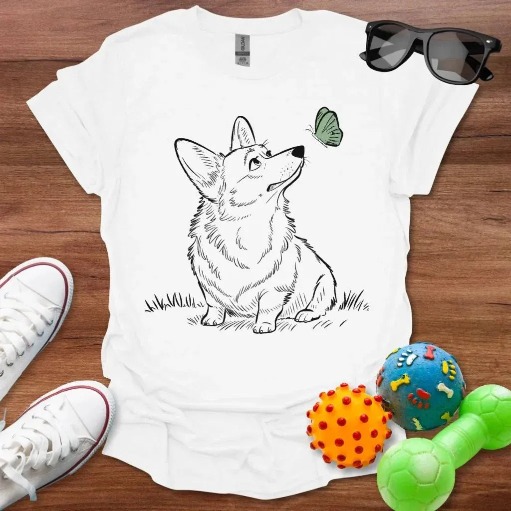 Corgi with Butterfly Shirt - The Pawsitive Initiative