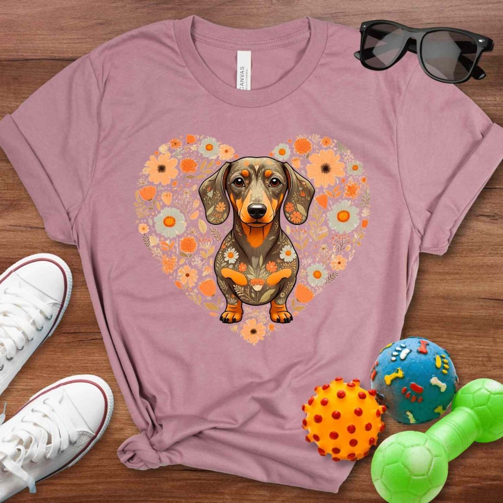 Dachshund Floral Heart Shirt - The Pawsitive Initiative