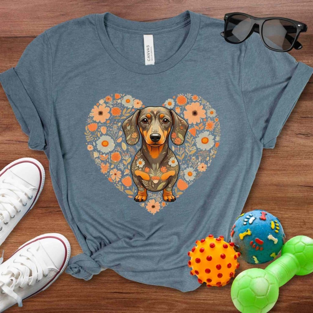 Dachshund Floral Heart Shirt - The Pawsitive Initiative