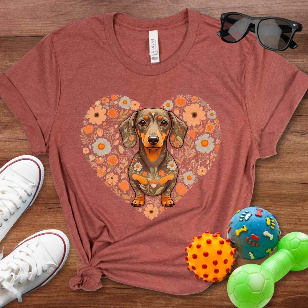 Dachshund Floral Heart Shirt - The Pawsitive Initiative