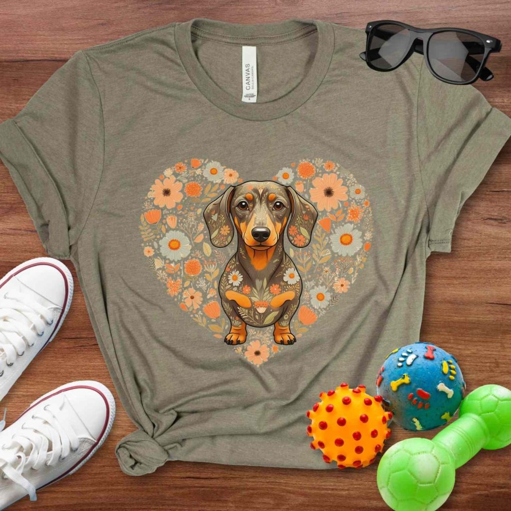 Dachshund Floral Heart Shirt - The Pawsitive Initiative