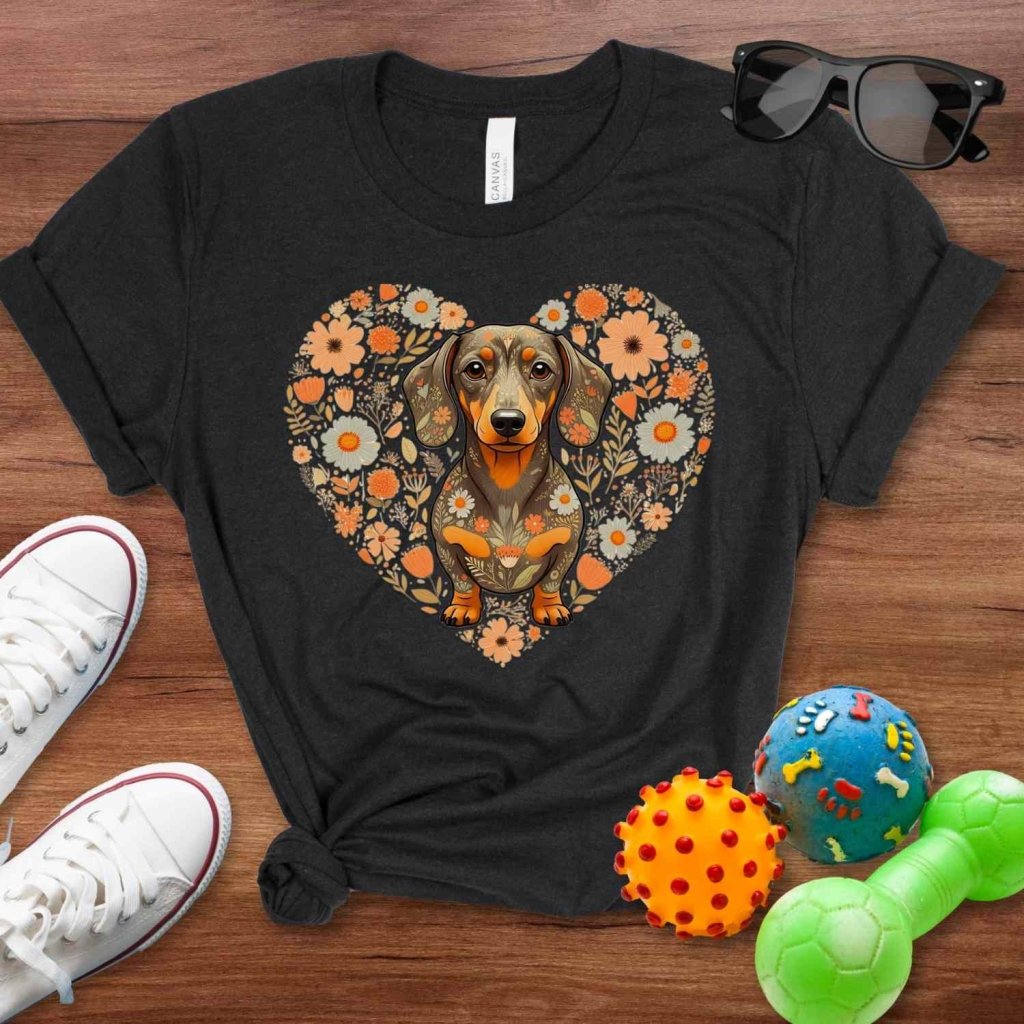 Dachshund Floral Heart Shirt - The Pawsitive Initiative