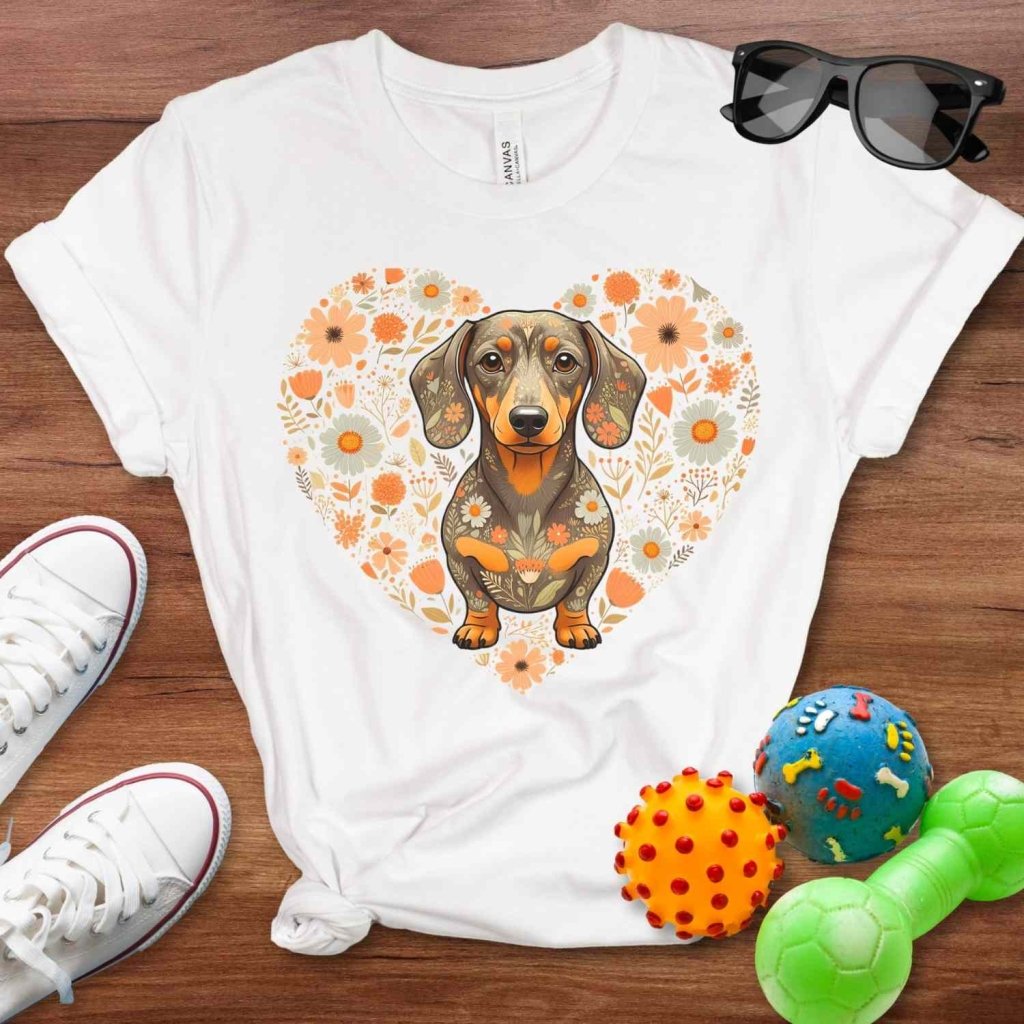 Dachshund Floral Heart Shirt - The Pawsitive Initiative