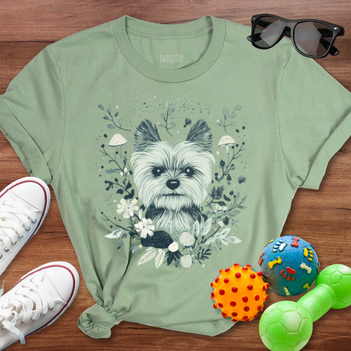 Adorable Yorkie Floral Design Top for Pet Lovers product type