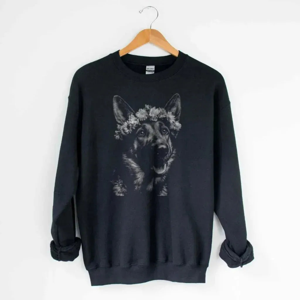 Flower Crown Shepherd Silhouette Sweatshirt - The Pawsitive Initiative