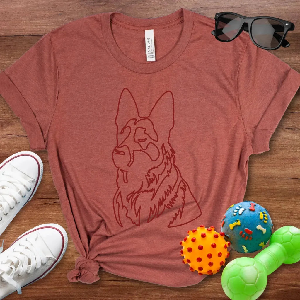 Monochrome Shepherd Line Art Shirt - The Pawsitive Initiative