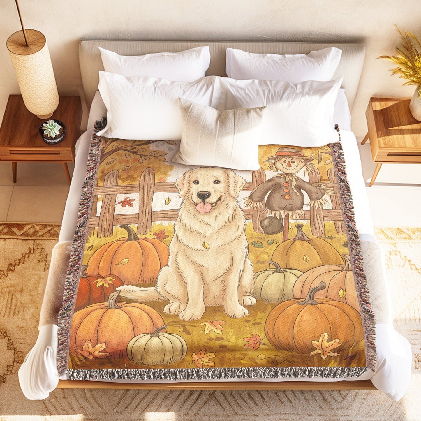 Pumpkin Patch Golden Retriever Blanket - The Pawsitive Initiative