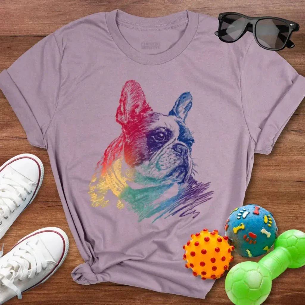 Rainbow Frenchie Scribble Shirt - The Pawsitive Initiative