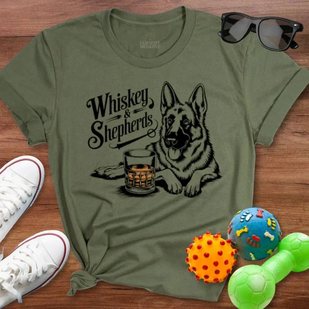 Whiskey & Shepherds Shirt - The Pawsitive Initiative