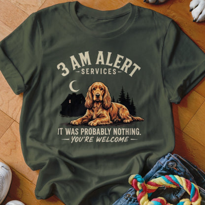 Brown dog graphic with "3 AM Alert Services" and "It Was Probably Nothing. You're Welcome." text.