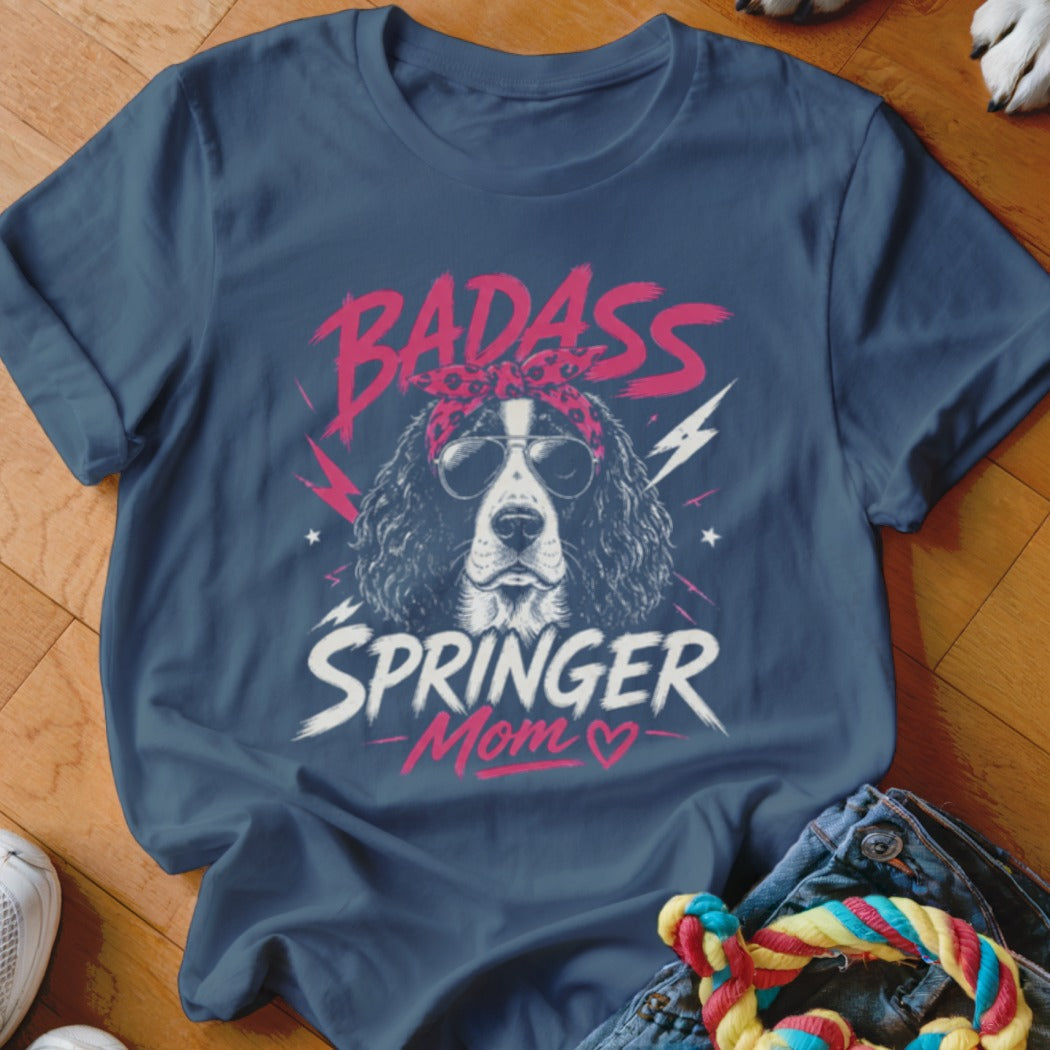 Springer Mom with sunglasses and bandana, "Badass Springer Mom" text.