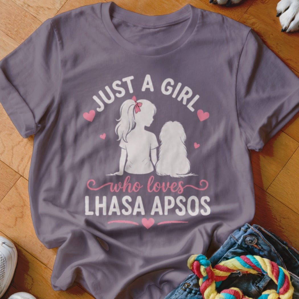 Just a girl who loves Lhasa Apsos graphic t-shirt.