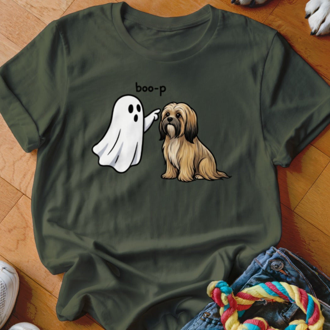 Ghost booping a shaggy dog with "boo-p" text above.