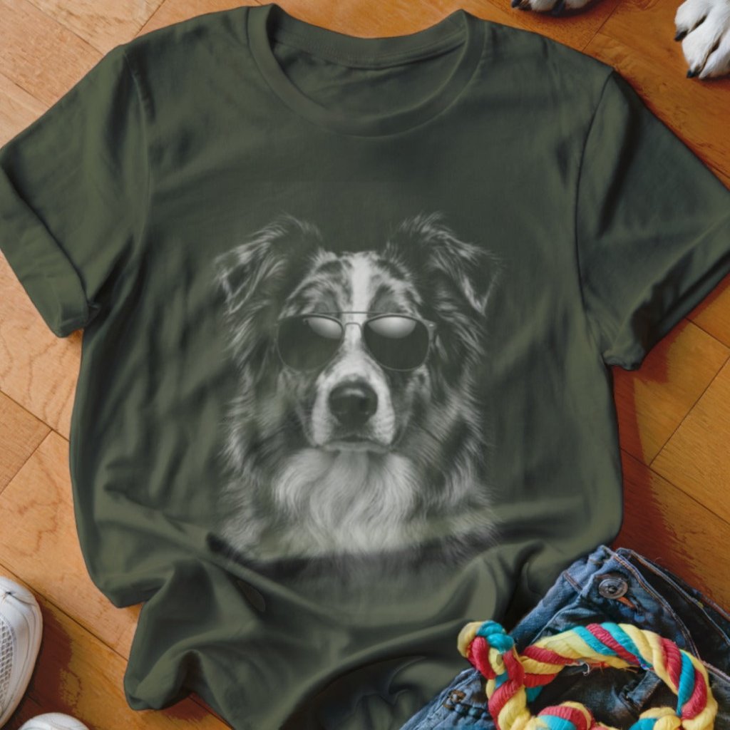 Aussie in Aviators Shirt - The Pawsitive Initiative
