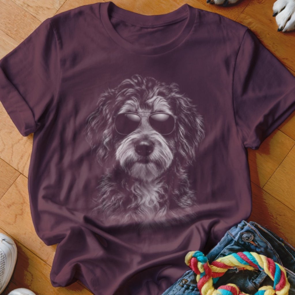 Aussiedoodle in Aviators Shirt - The Pawsitive Initiative