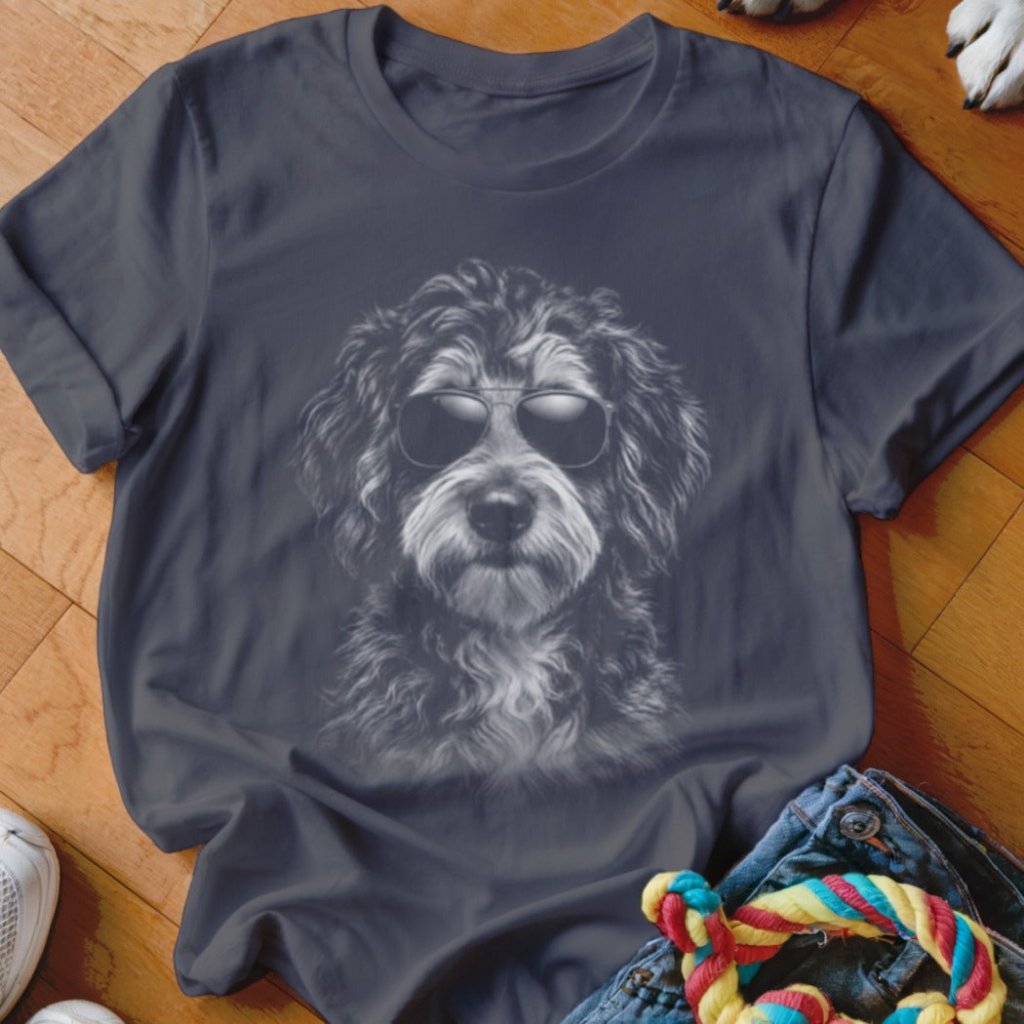 Aussiedoodle in Aviators Shirt - The Pawsitive Initiative