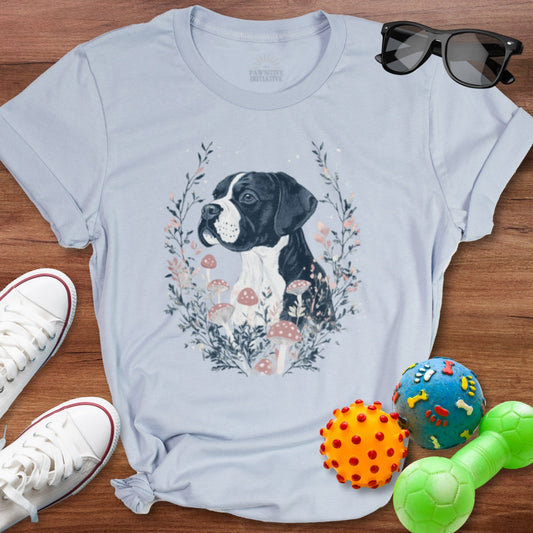 Boxer Dog with Mushrooms Design T-shirt product