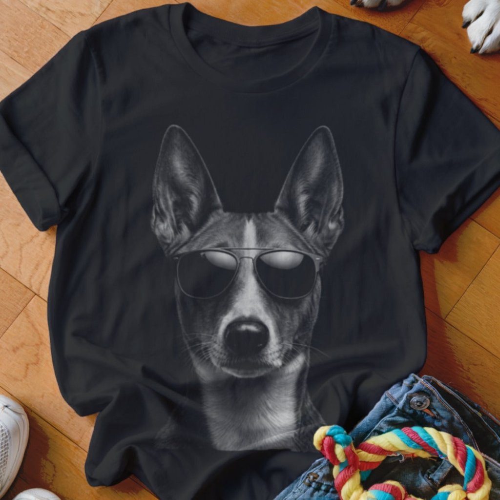 Basenji in Aviators Shirt - The Pawsitive Initiative