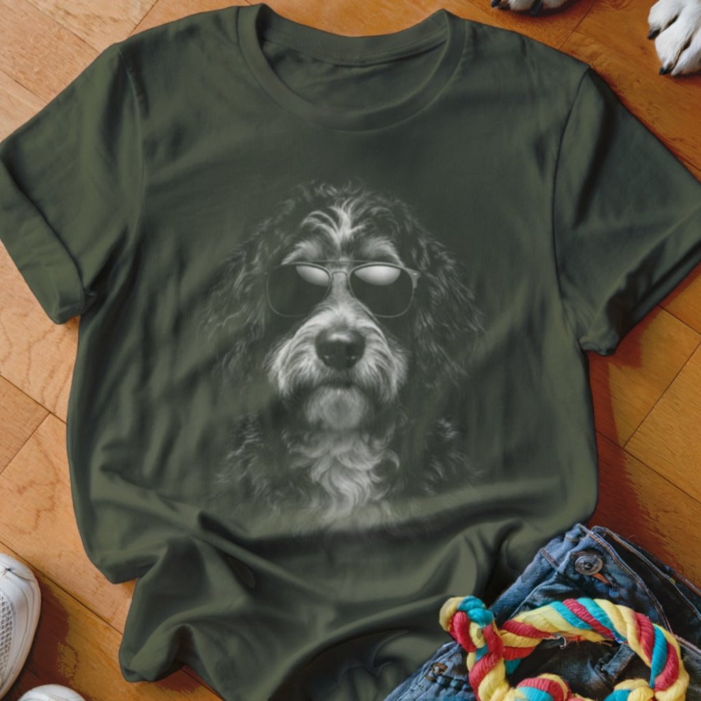 Bernedoodle in Aviators Shirt - The Pawsitive Initiative