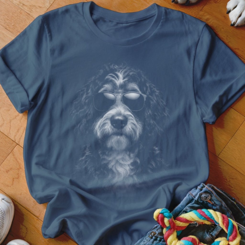 Bernedoodle in Aviators Shirt - The Pawsitive Initiative
