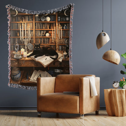 Black Cat Bookshelf Blanket - The Pawsitive Initiative