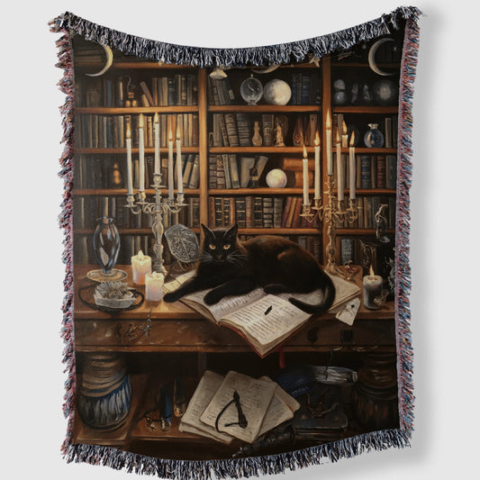 Black Cat Bookshelf Blanket - The Pawsitive Initiative