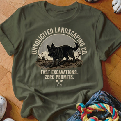 Black Shepherd Unsolicited Landscaping Co Shirt - The Pawsitive Initiative