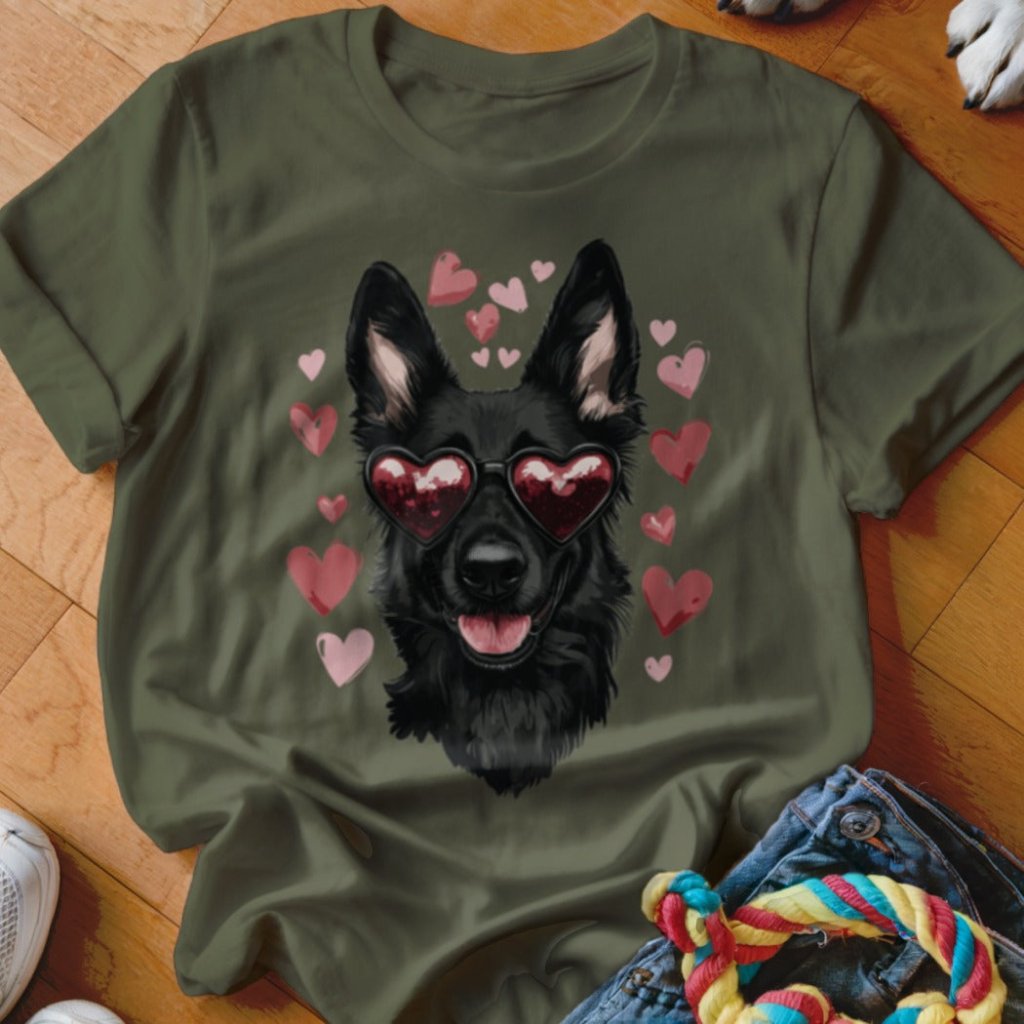Black Shepherd Valentine's Shirt - The Pawsitive Initiative