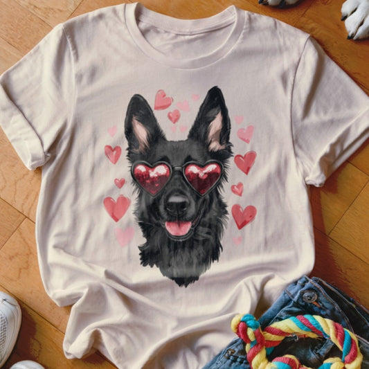 Black Shepherd Valentine's Shirt - The Pawsitive Initiative