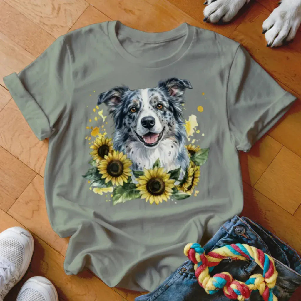 Blue Merle Sunflower Shirt - The Pawsitive Initiative