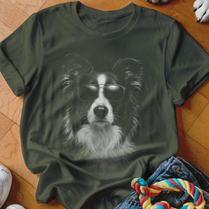 Border Collie in Aviators Shirt - The Pawsitive Initiative
