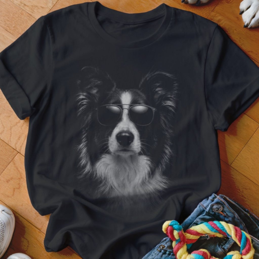 Border Collie in Aviators Shirt - The Pawsitive Initiative