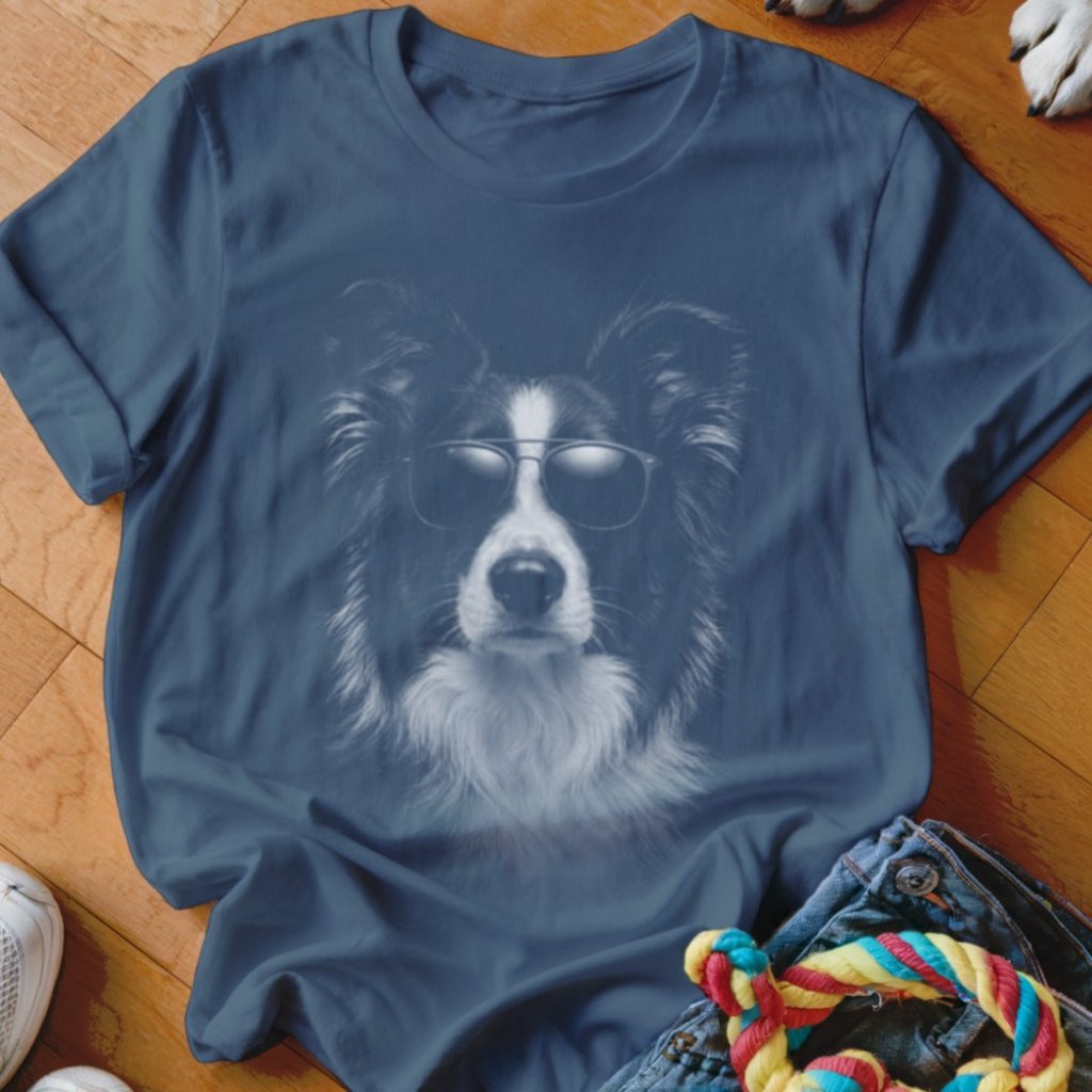 Border Collie in Aviators Shirt - The Pawsitive Initiative