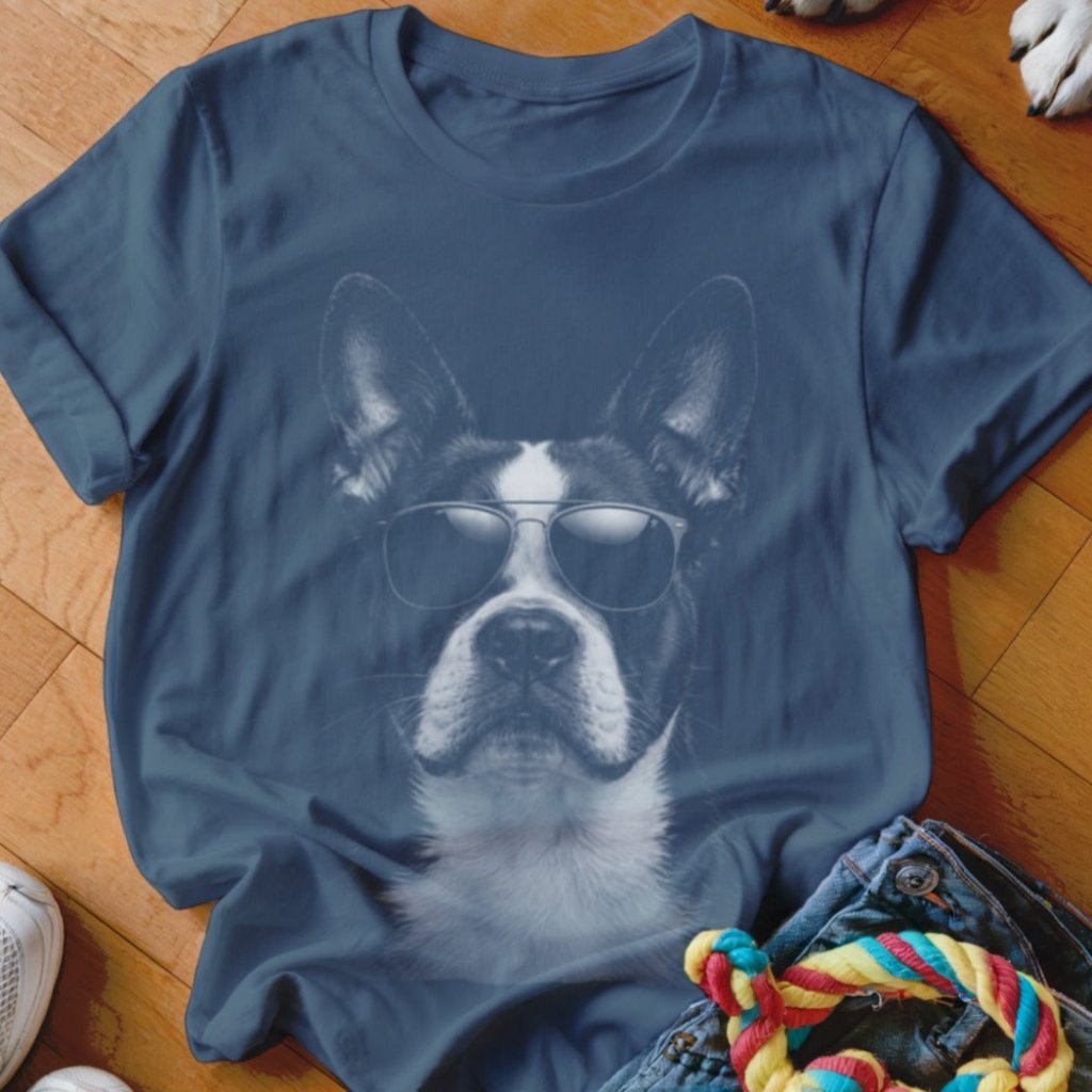 Boston Terrier in Aviators Shirt - The Pawsitive Initiative