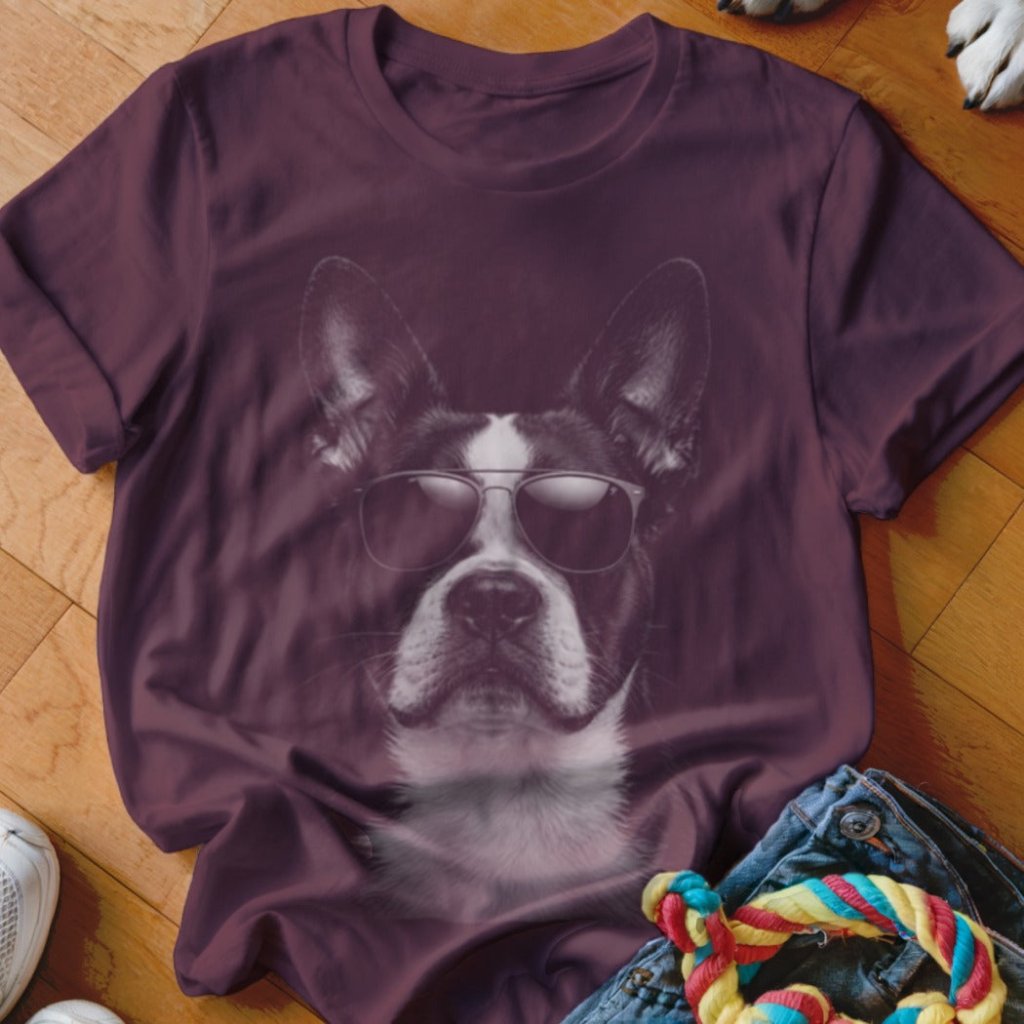Boston Terrier in Aviators Shirt - The Pawsitive Initiative