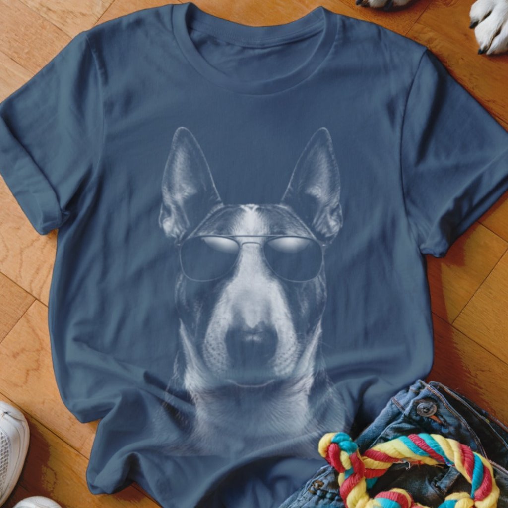 Bull Terrier in Aviators Shirt - The Pawsitive Initiative