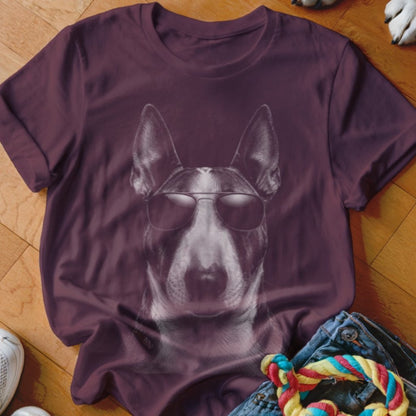 Bull Terrier in Aviators Shirt - The Pawsitive Initiative