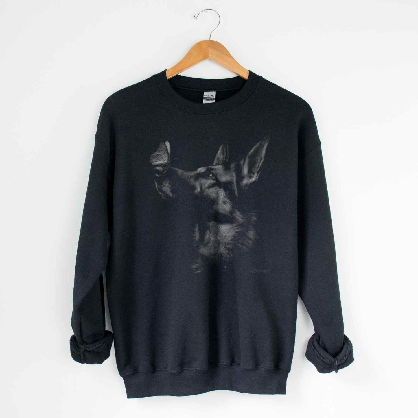 Black Sweatshirt with Artistic Dog Print Design