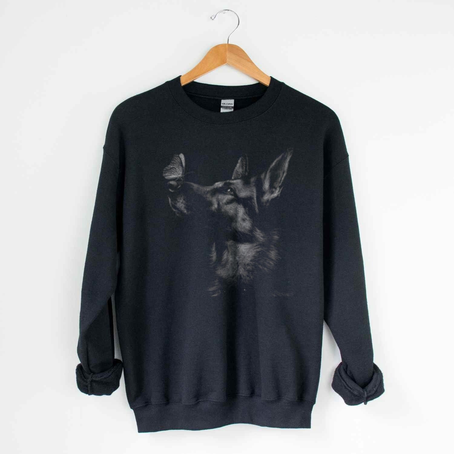 Black Sweatshirt with Artistic Dog Print Design