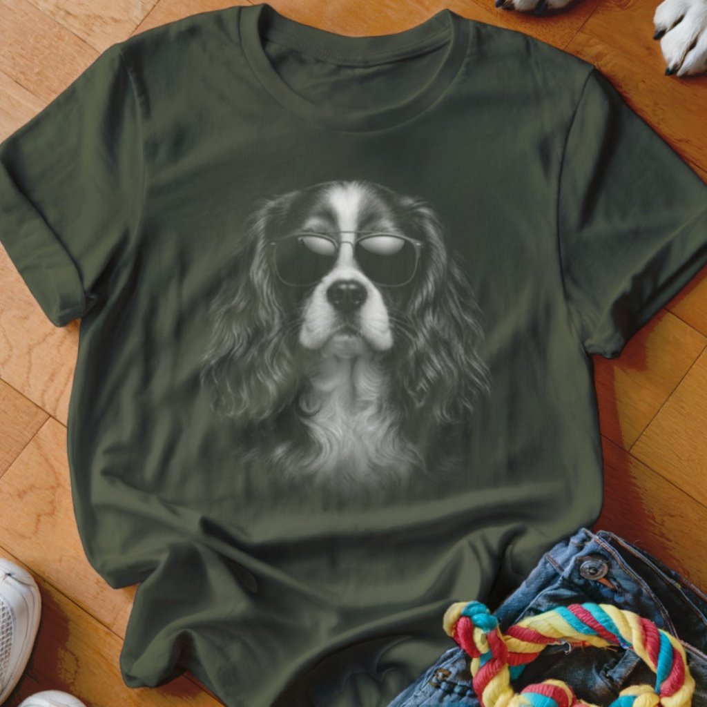 Cavalier King Charles in Aviators Shirt - The Pawsitive Initiative