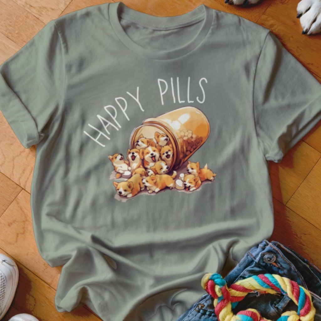 Corgi Happy Pills Shirt - The Pawsitive Initiative