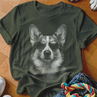 Corgi in Aviators Shirt - The Pawsitive Initiative