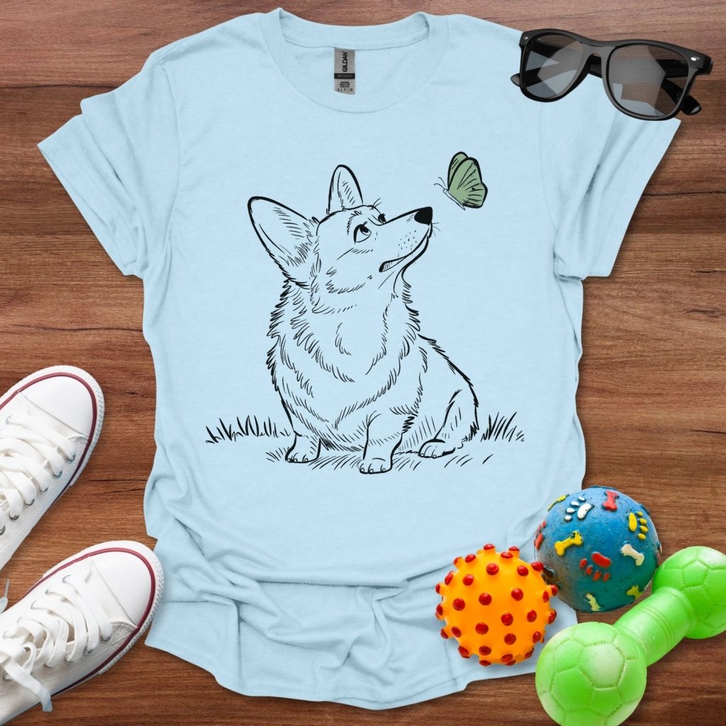 Corgi with Butterfly Shirt - The Pawsitive Initiative