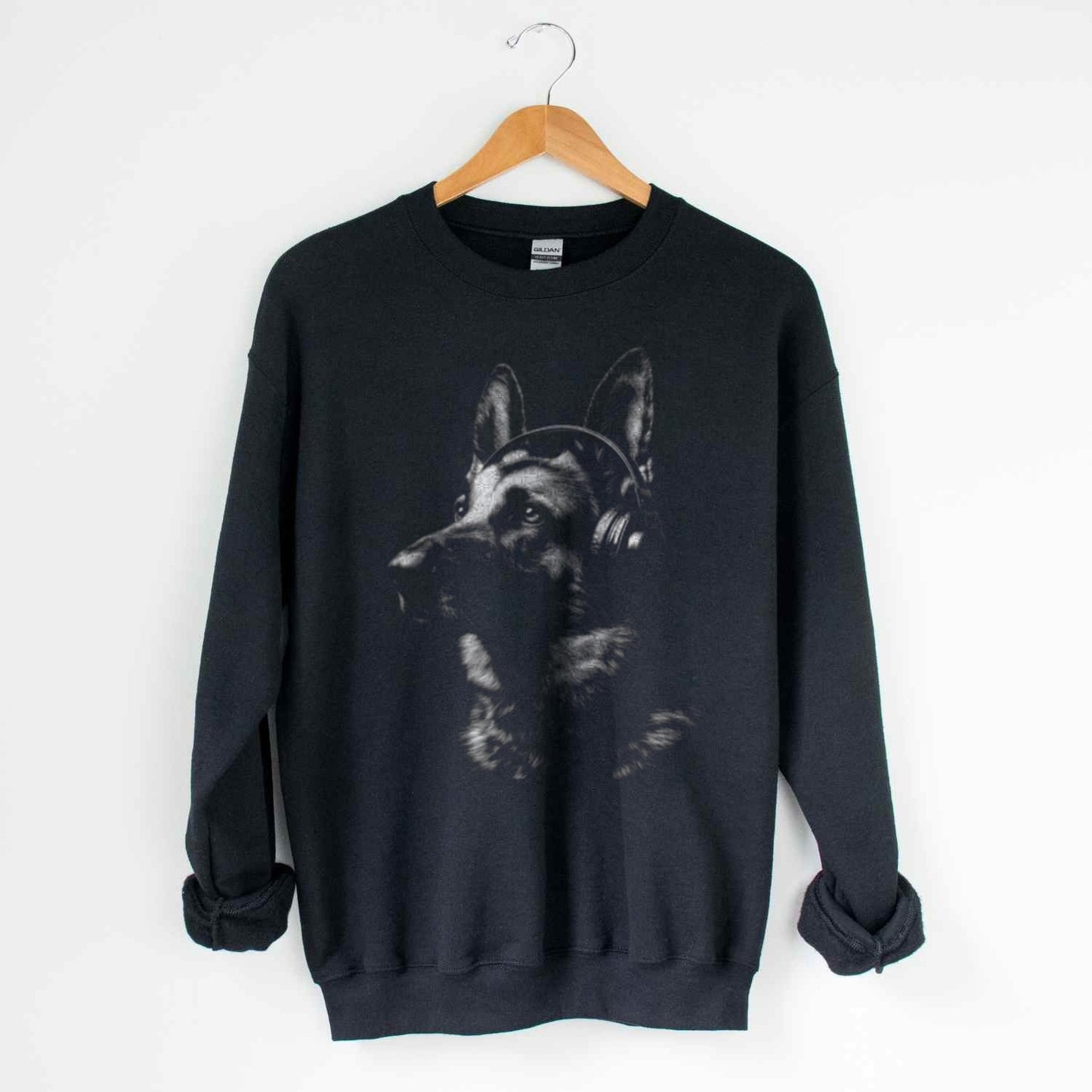 German Shepherd with Headphones Graphic Sweater