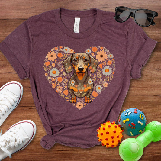 Dachshund Floral Heart Shirt - The Pawsitive Initiative